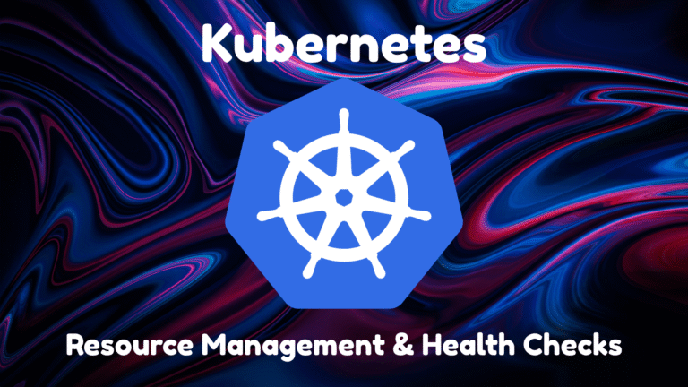 Kubernetes resource management and health checks diagram showing CPU limits, resource requests, liveness probes, and readiness probes monitoring container health in a cluster.